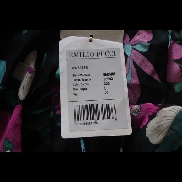 NWT Emilio Pucci Sheer Floral Peasant Top Sz Large - Picture 9 of 12